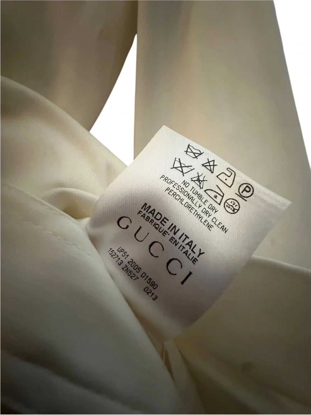 Gucci Men’s Cotton French Cuff Shirt Ivory Size 42 Made in Italy